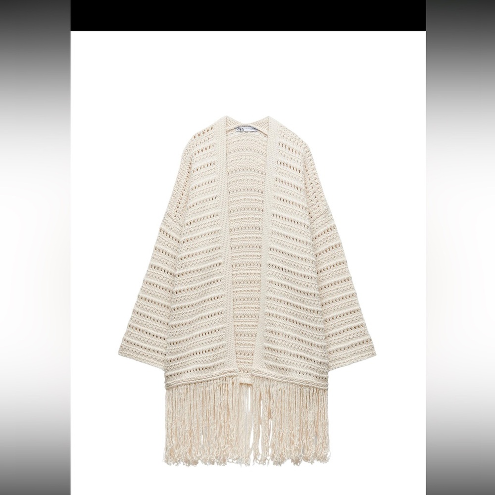 Zara fringe open front cardigan